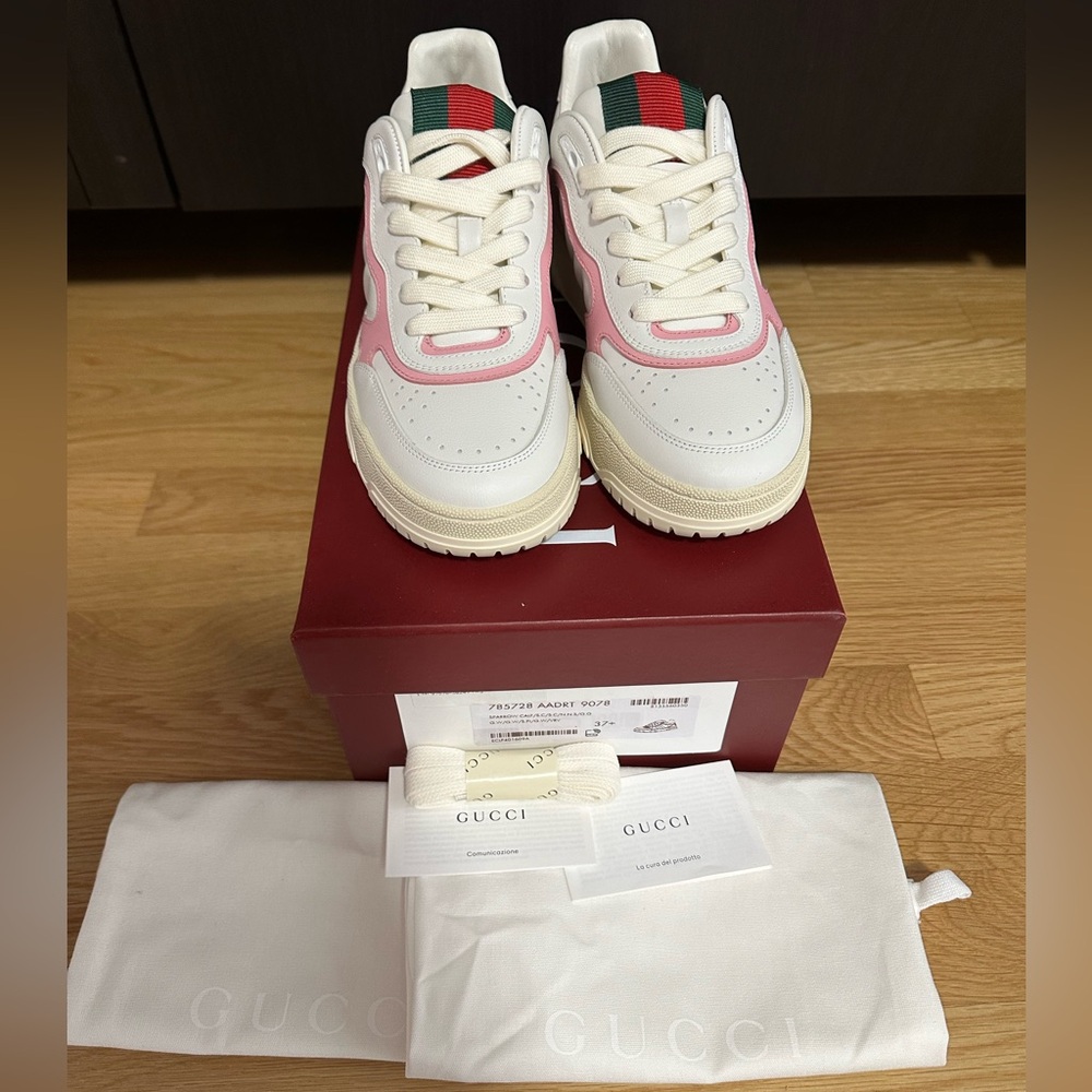 💯% Authentic!Brand new!Gucci WOMEN'S RE-WEB  Leather SNEAKER size37.5